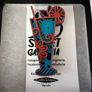 13 Street Galleria Cocktail glass acrylic brooch.